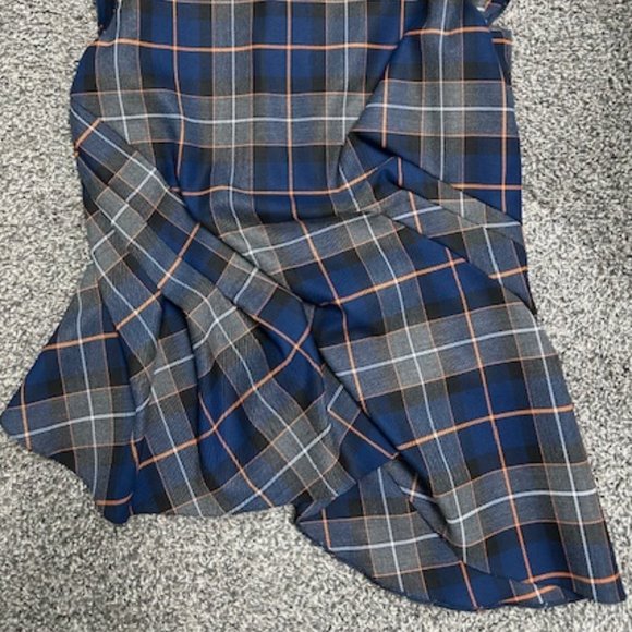 Zara Top Blue Sleeveless Shirt Pleated Plaid Asymmetric - Picture 5 of 9